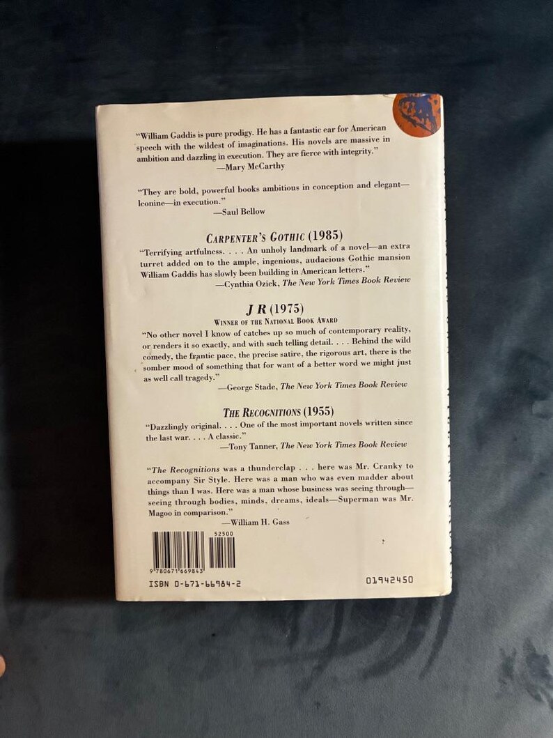 Una aventura propia de William Gaddis, 1994. Primera edición, primera impresión. Casi perfecto/Casi perfecto. imagen 6