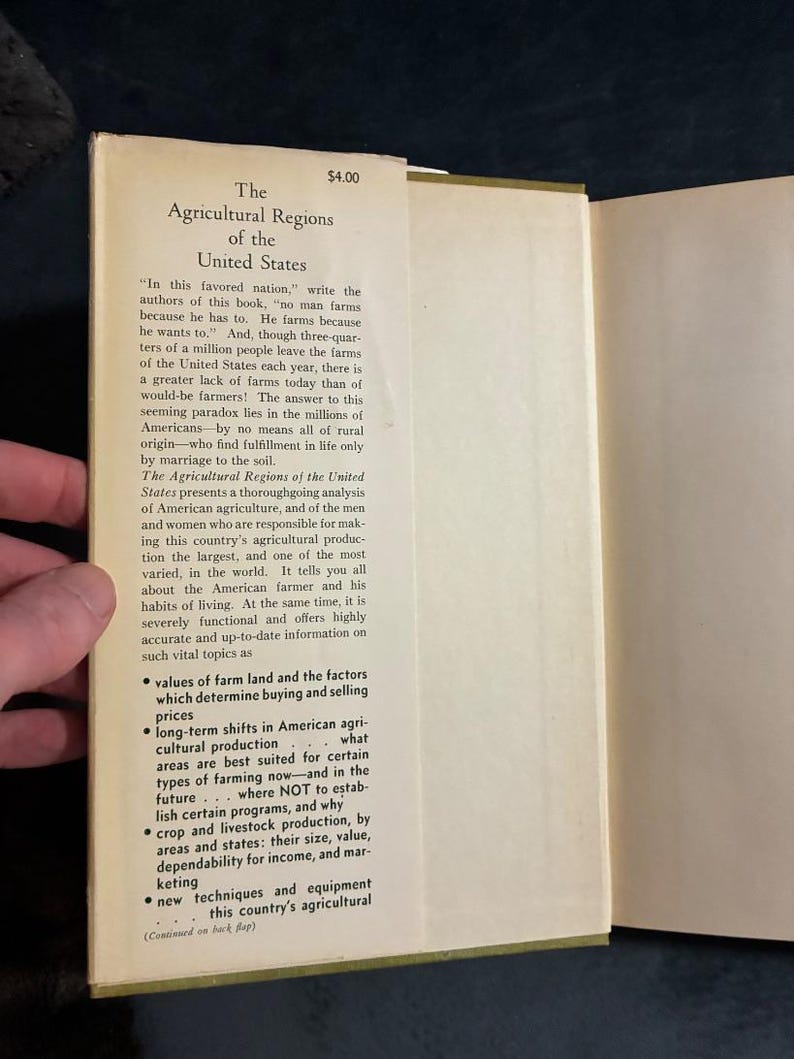 Les régions agricoles des États-Unis par Ladd Haystead et Gilbert C. Fite, 1955, première édition, premier tirage, très bon état/bon état image 2