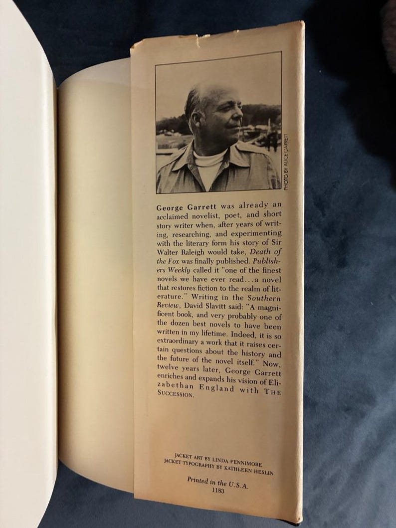 The Succession: A Novel of Elizabeth and James by George Garrett 1983 First Edition First Printing Near Fine/Very Good image 5