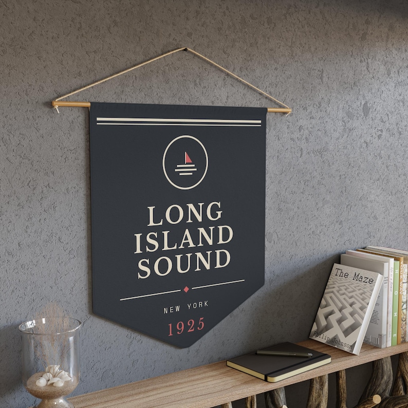 Long Island Sound Pennant, Gatsby Literary Print, Coastal Wall Art image 1