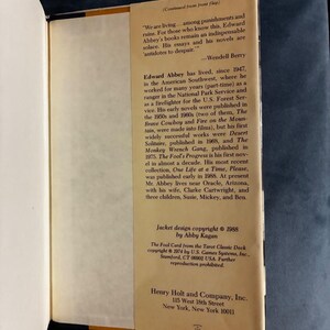 The Fool's Progress di Edward Abbey 1988 Prima edizione Prima stampa Quasi perfetto/Quasi perfetto immagine 7