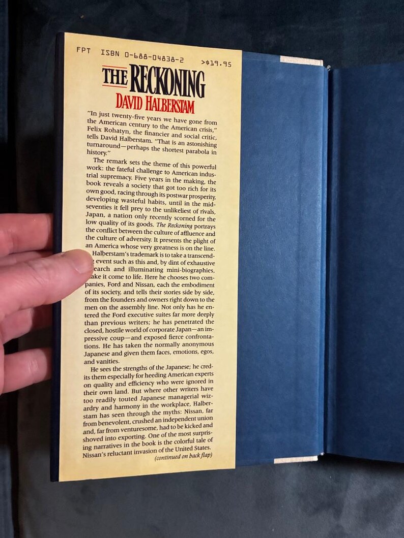 The Reckoning by David Halberstam 1986 First Edition First Printing Fine/Near Fine image 2
