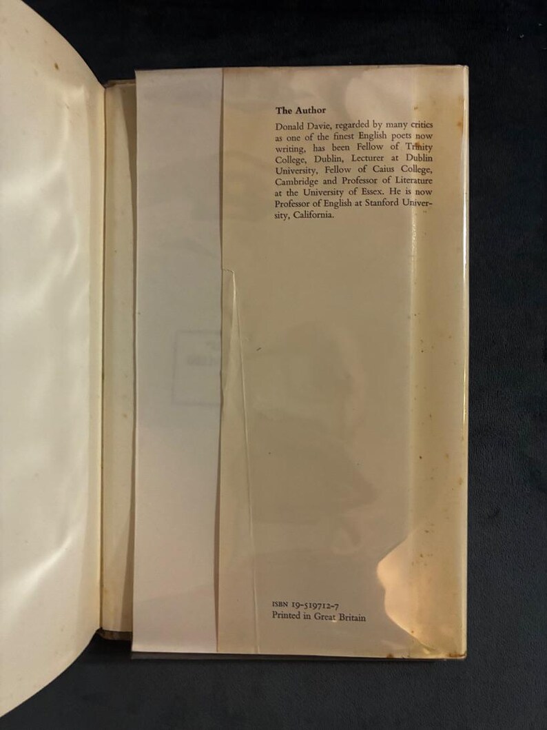 Poemas completos 1950-1970 de Donald Davie, 1972. Primera edición, primera impresión. Muy buen estado/buen estado. Tapa dura. imagen 6