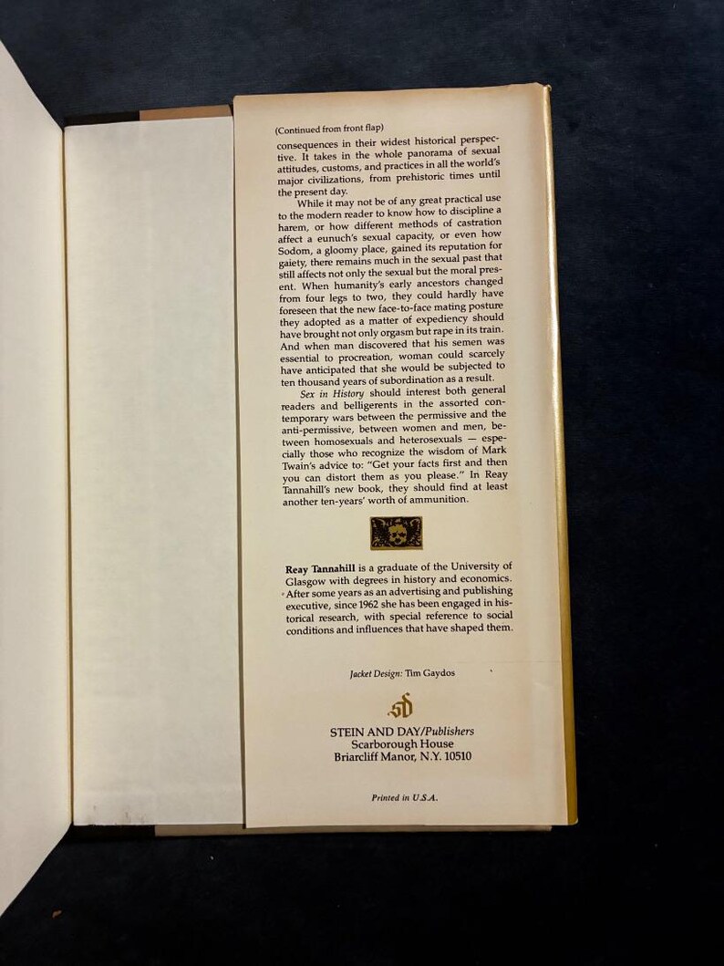 Sex in History by Reay Tannahill 1980 First Edition First Printing Near Fine/Very Good image 4