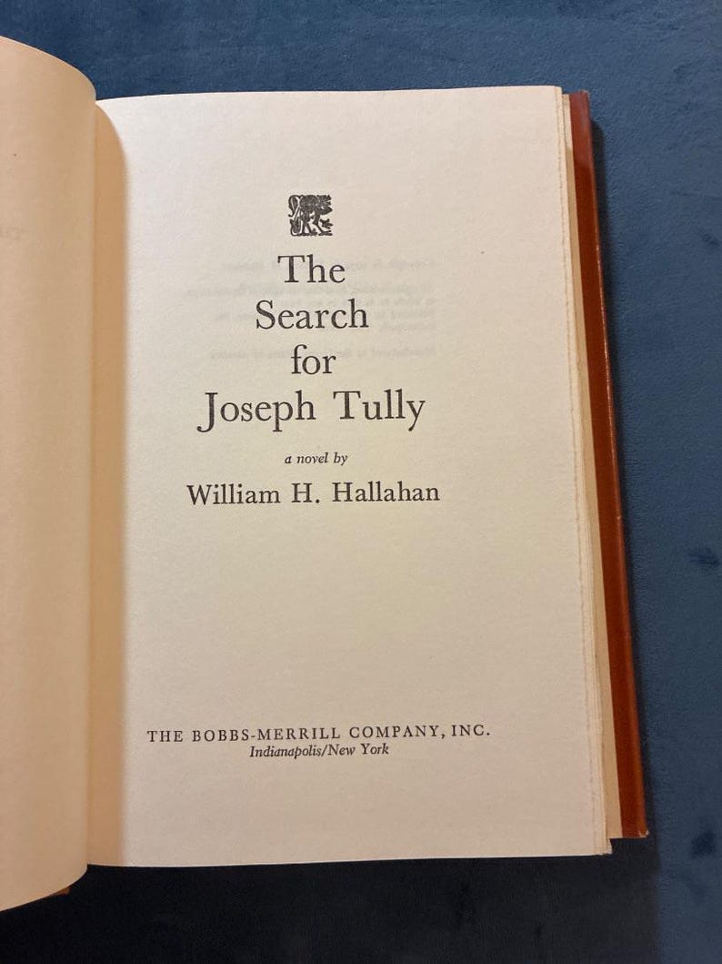 De zoektocht naar Joseph Tully door William H. Hallahan, boekenclubeditie, zeer goed/zeer goed, hardcover. afbeelding 4