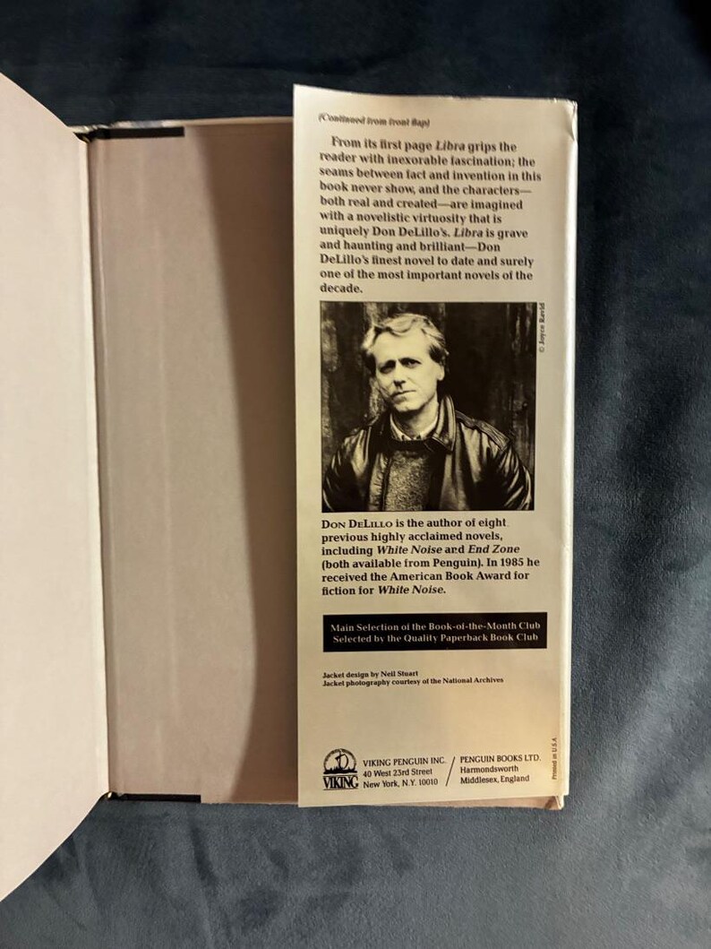 Libra de Don DeLillo, 1988, primera edición, primera impresión, casi perfecto/muy buen estado+. imagen 4