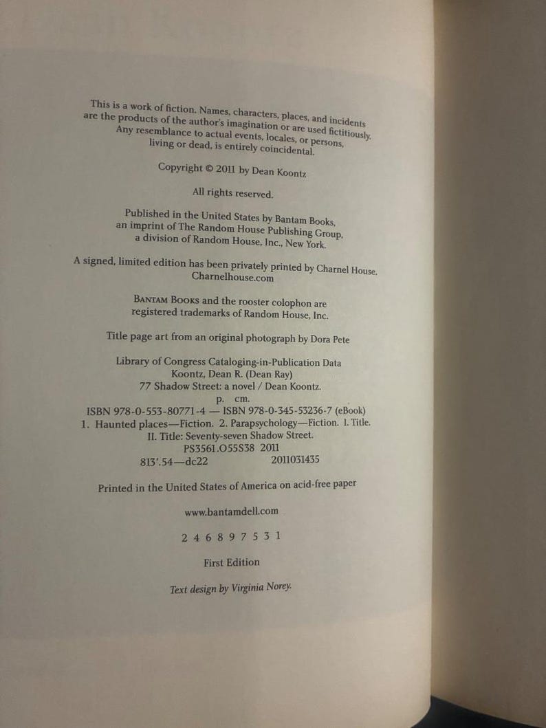 77 Shadow Street by Dean Koontz First Edition First Printing Near Fine/Very Good Hardcover image 5