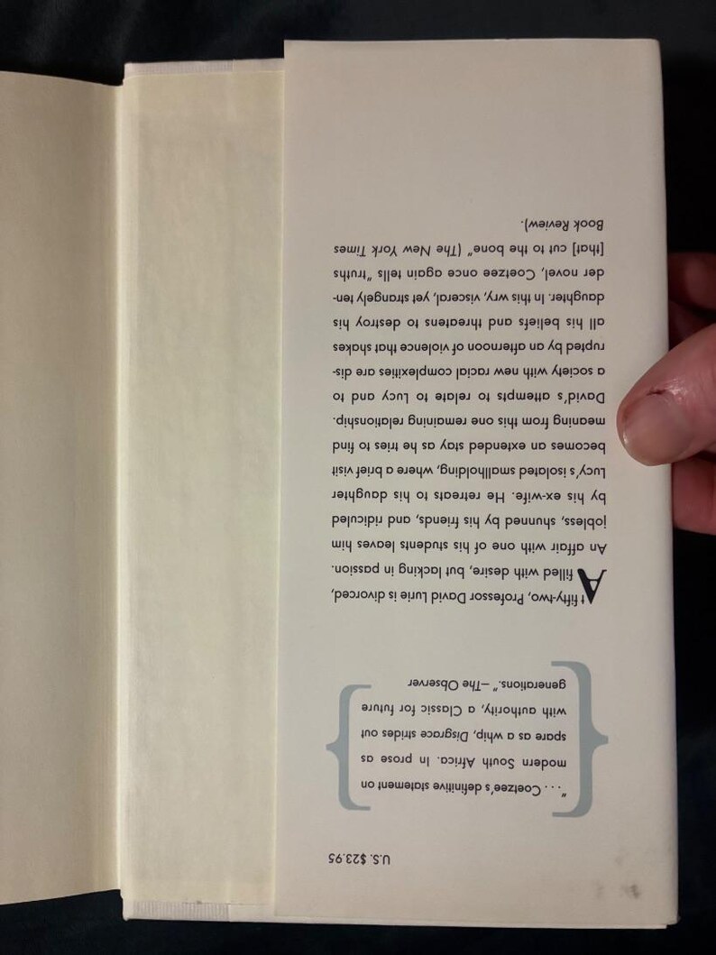 Disgrace by J. M. Coetzee 1999 First Edition First Printing Near Fine/Near Fine Hardcover image 3