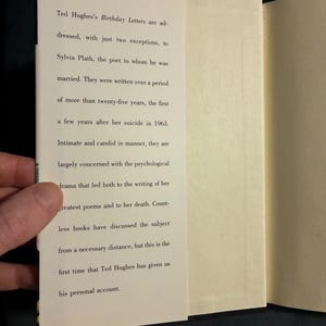 Birthday Letters by Ted Hughes First Edition First Printing Fine/Near Fine Hardcover image 2