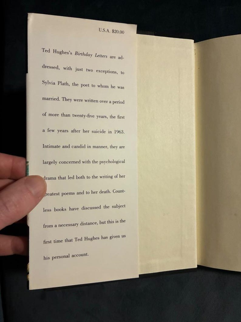 Birthday Letters by Ted Hughes First Edition First Printing Fine/Near Fine Hardcover image 2