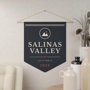 Salinas Valley Decorative Pennant Flag — Vintage California 1952 Wall Banner image 4
