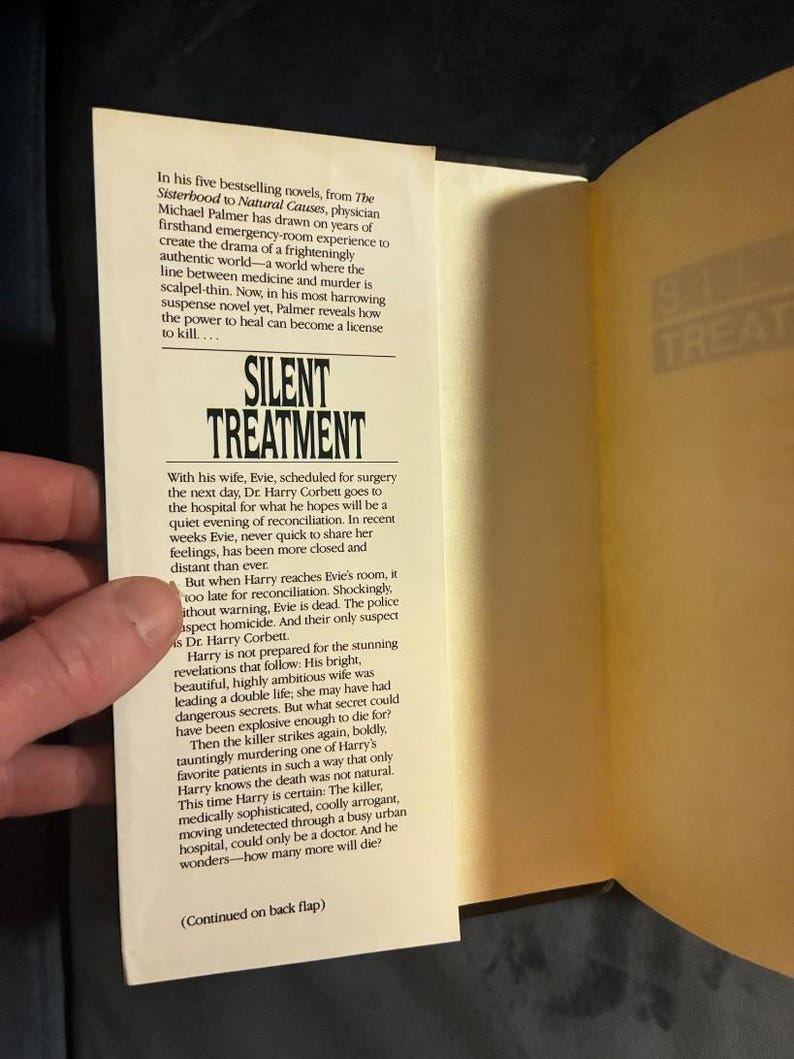 Silent Treatment by Michael Palmer 1995 First Edition Near Fine/Very Good image 2