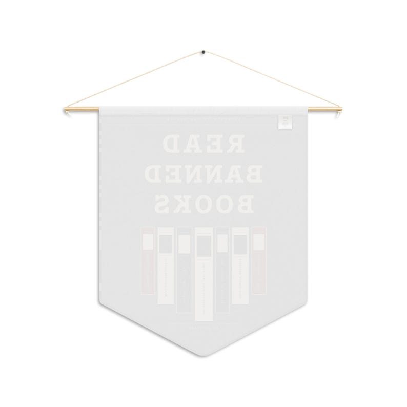 Read Banned Books Pennant, Library Wall Banner, Book Lover Decor, Polyester Twill (18" x 21") image 13