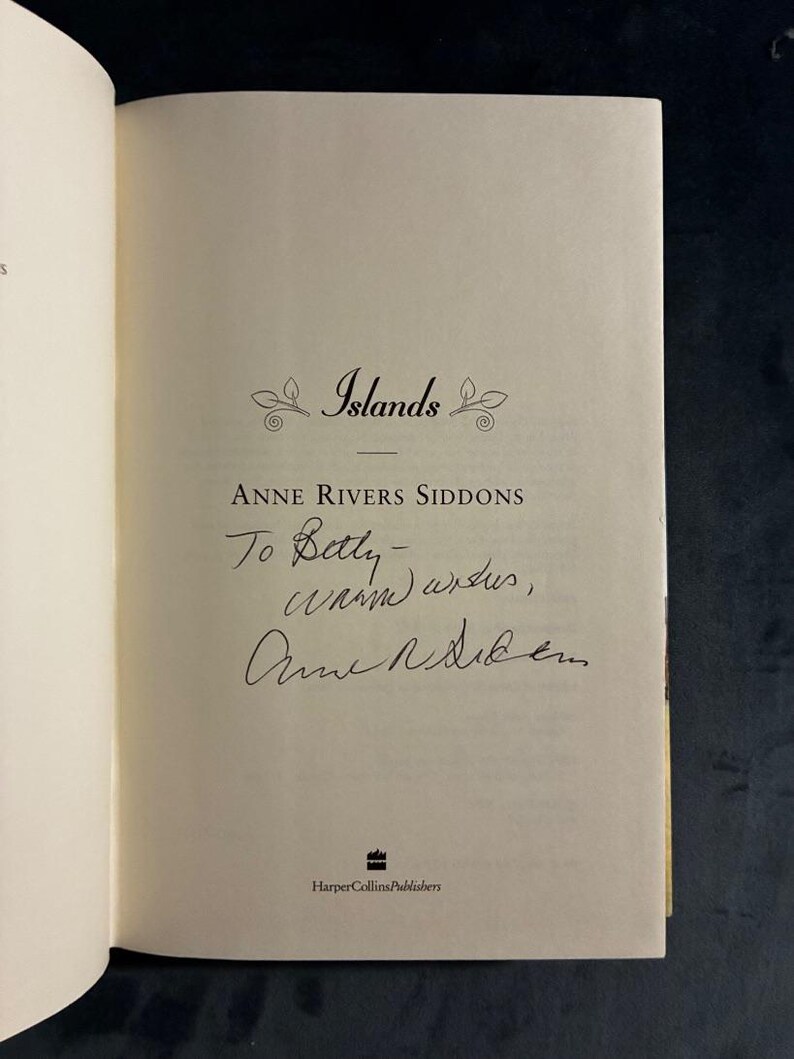 Islands by Anne Rivers Siddons Signed First Edition First Printing Very Good/Very Good Hardcover Signed image 3
