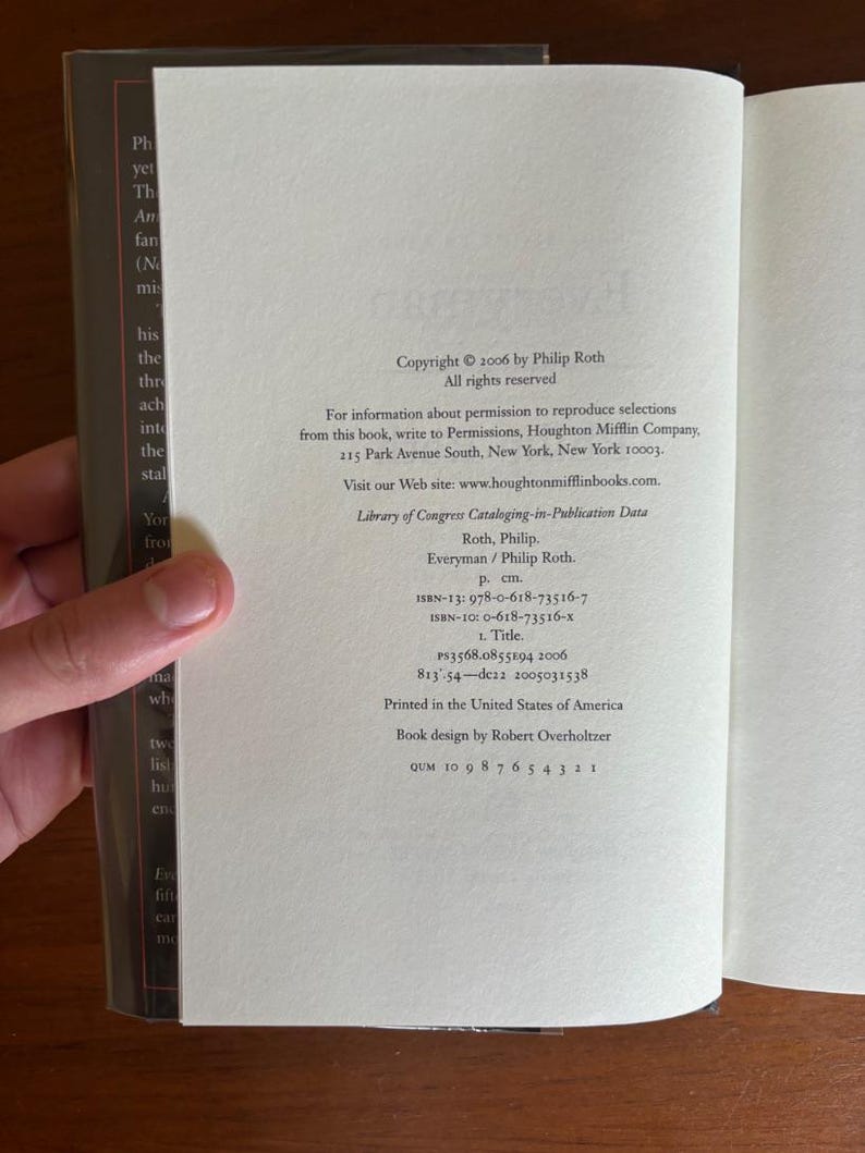 Everyman by Philip Roth First Edition Printing Hardcover (Fine) image 3