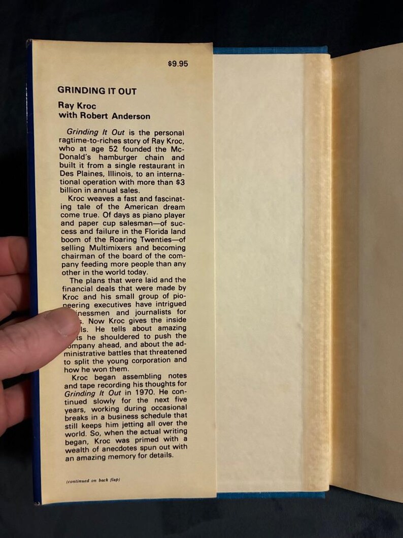 Grinding It Out: The Making of McDonald's by Ray Kroc with Robert Anderson 1977 First Edition First Printing Near Fine/Near Fine image 2