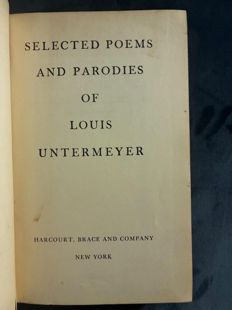 Poemas y parodias selectas de Louis Untermeyer por Louis Untermeyer, 1935. Primera edición. Muy buen estado. Tapa dura. imagen 5