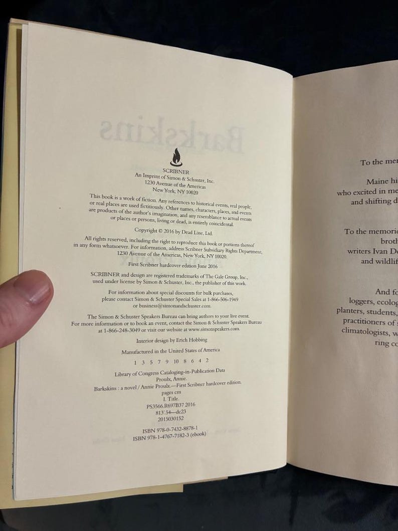 Barkskins de Annie Proulx, 2016, primera edición, primera impresión, VG+/Casi perfecto, tapa dura. imagen 4