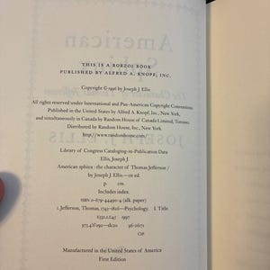 American Sphinx: Thomas Jefferson Character Study by Joseph J. Ellis (First Edition) image 2