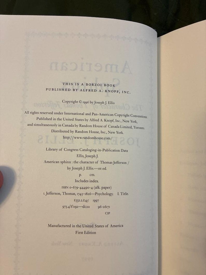 American Sphinx: Thomas Jefferson Character Study by Joseph J. Ellis (First Edition) image 2
