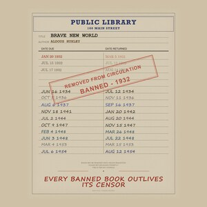 Brave New World - Libro proibito / Stampa con tessera della biblioteca di Aldous Huxley (Download digitale) immagine 5