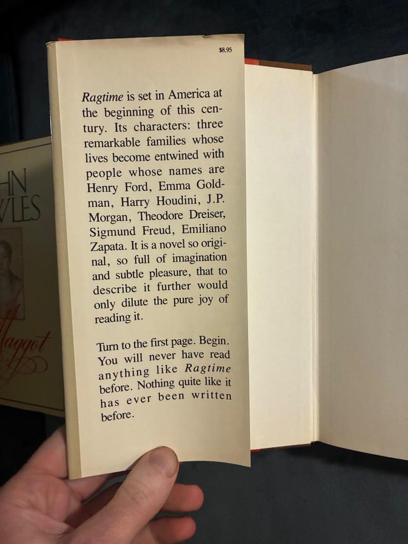 Ragtime av E.L. Doctorow Första upplagan Nästan fin/VG+ Inbunden bild 2