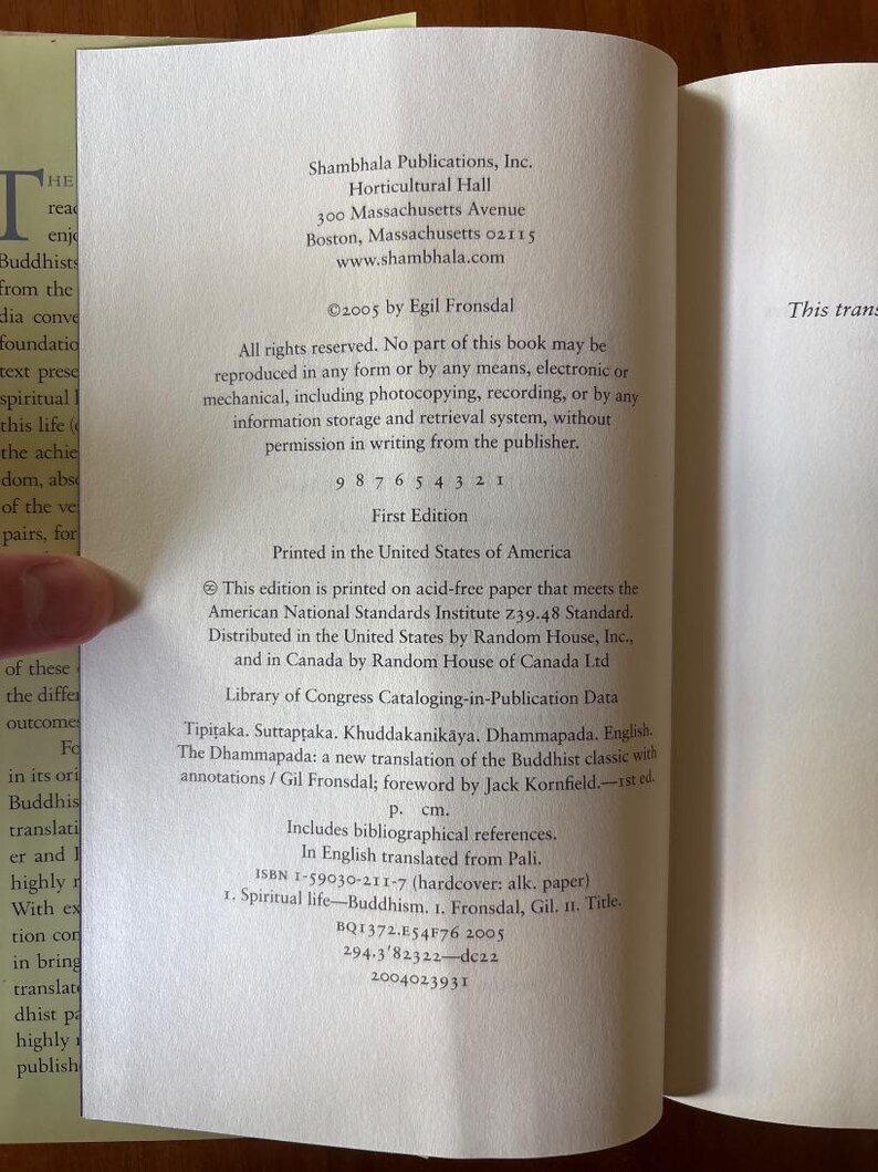 The Dhammapada: A New Translation of the Buddhist Classic with Annotations by Gil Fronsdal Near Fine Hardcover image 9