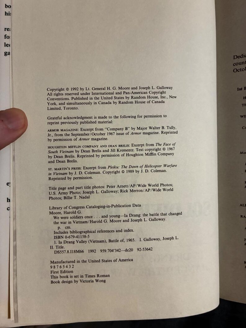We Were Soldiers Once...and Young by Lt. Gen. Harold G. Moore (Ret.) and Joseph L. Galloway 1992 First Edition First Printing Fine/Near Fine image 3