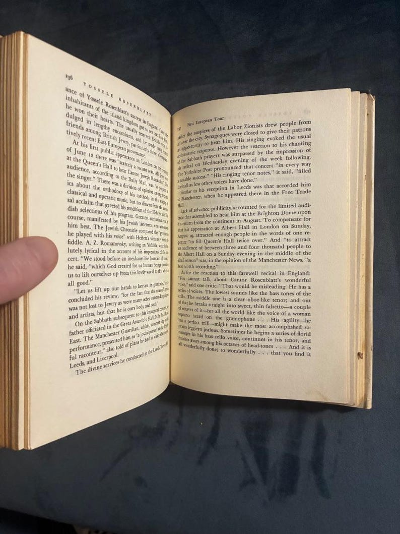 Yossele Rosenblatt Biography: First Edition 1954 Hardcover (Very Good/Good) image 9