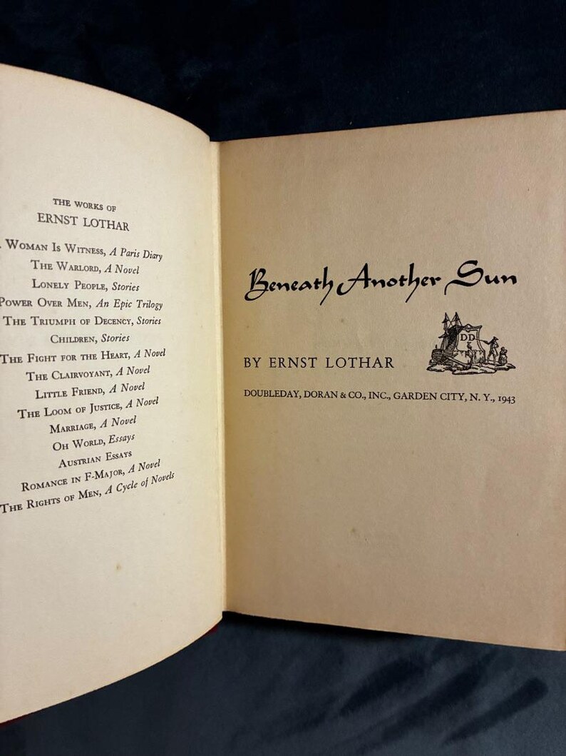 Bajo otro sol, de Ernst Lothar, 1943, Doubleday, edición Doran. Muy buen estado. imagen 4