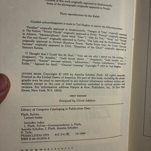 Letters Home av Sylvia Plath (redigerad av Aurelia Schober Plath) 1975 Första upplagan Första trycket Nästan bra/Mycket bra bild 4