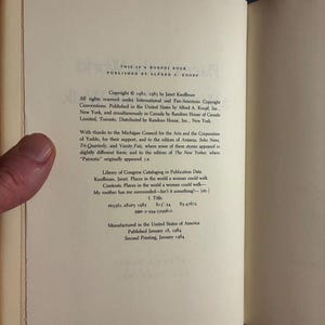 Orte auf der Welt, die eine Frau begehen könnte von Janet Kauffman, 1984, Erste Auflage, Zweiter Druck, Nahezu neuwertig/Sehr gut, Hardcover. Bild 4