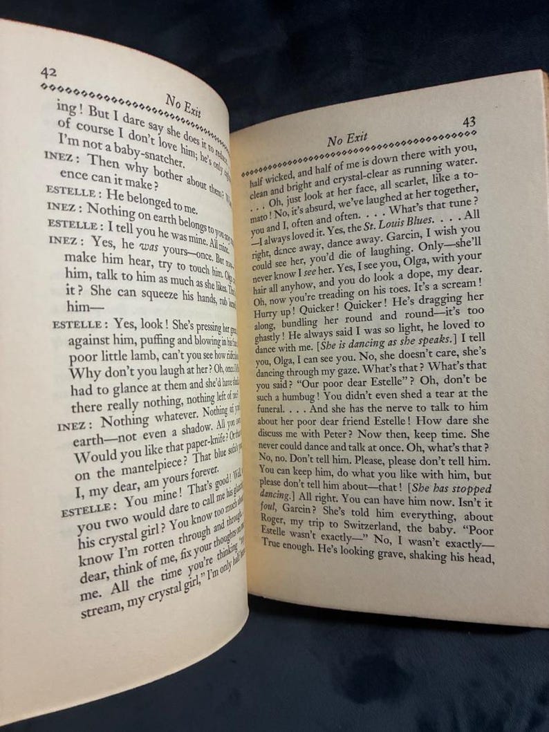 Geen uitweg en de vliegen van Jean-Paul Sartre (vert. Stuart Gilbert) 1949 Eerste editie 5e druk Zeer goede staat afbeelding 8