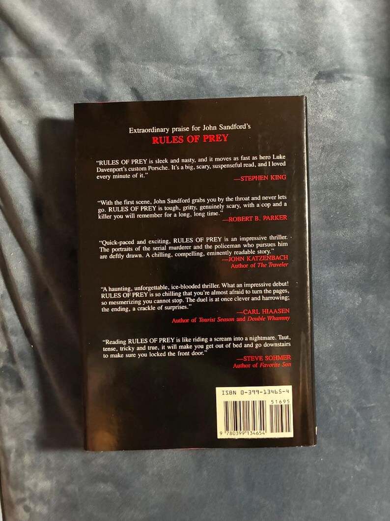 Reglas de la presa de John Sandford, 1989, primera edición, primera impresión, tapa dura, excelente estado. imagen 5