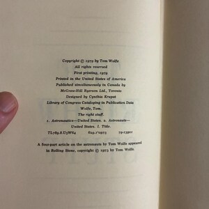 Elegidos para la gloria de Tom Wolfe, 1979, primera edición, primera impresión, casi perfecto/muy bueno. imagen 3