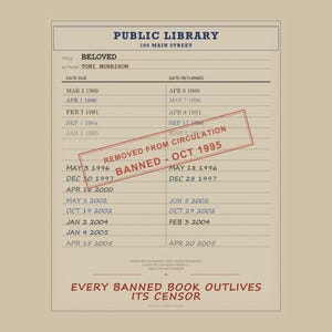 Póster de un libro prohibido muy querido / Lámina con la imagen de la tarjeta de biblioteca de Toni Morrison / Obra de arte de una novela ganadora del Premio Pulitzer imagen 5