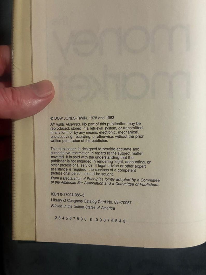El mercado monetario (Edición revisada) de Marcia Stigum, 1983, edición Dow Jones-Irwin, segunda impresión, casi perfecto/muy bueno. imagen 3