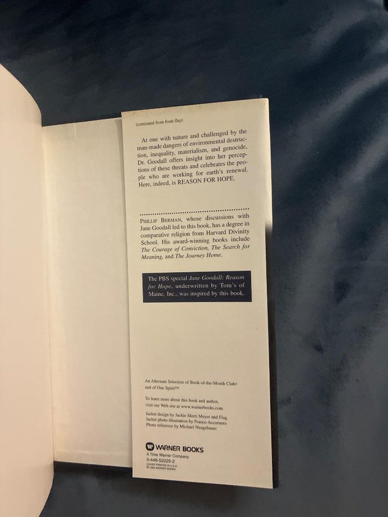 Jane Goodall Reason for Hope: Spiritual Journey First Edition Hardcover image 4