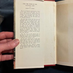 For the Term of His Natural Life by Marcus Clarke 1963 Hallcraft Publishing, Melbourne Edition Later Printing Very Good/Good Hardcover image 2