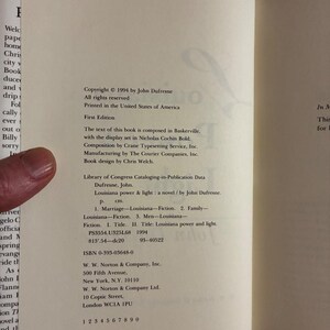 Louisiana Power & Light de John Dufresne, 1994, Primera edición, primera impresión, Casi perfecto/Muy buen estado, Tapa dura imagen 3