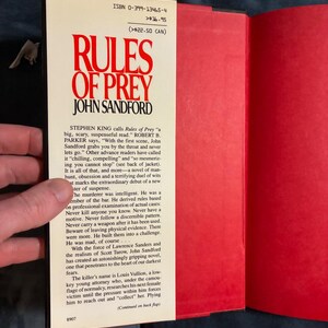 Reglas de la presa de John Sandford, 1989, primera edición, primera impresión, tapa dura, excelente estado. imagen 2