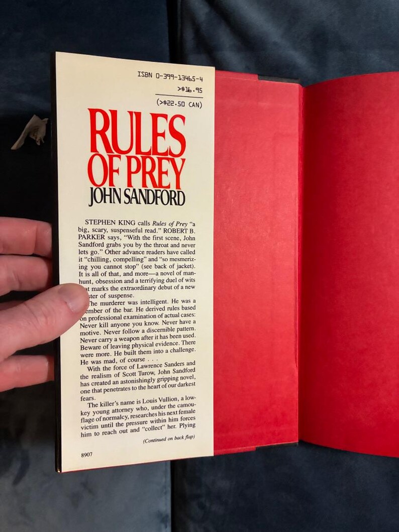 Reglas de la presa de John Sandford, 1989, primera edición, primera impresión, tapa dura, excelente estado. imagen 2