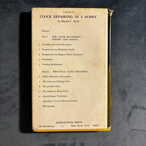 Clock Repairing as a Hobby by Harold C. Kelly First Edition Hardcover image 2