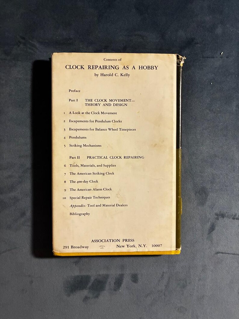 Clock Repairing as a Hobby by Harold C. Kelly First Edition Hardcover image 2