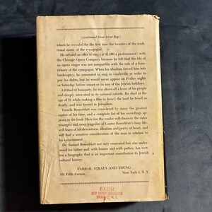 Yossele Rosenblatt Biography: First Edition 1954 Hardcover (Very Good/Good) image 5