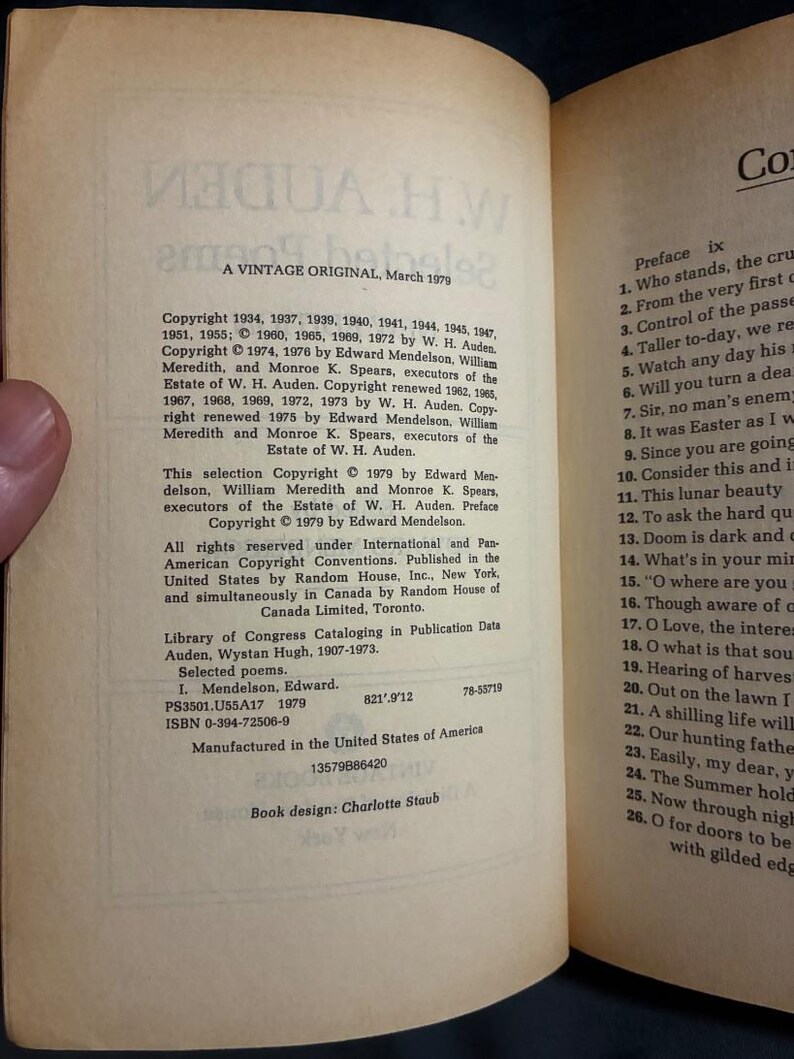 Selected Poems by W. H. Auden First Edition First Printing Very Good image 7