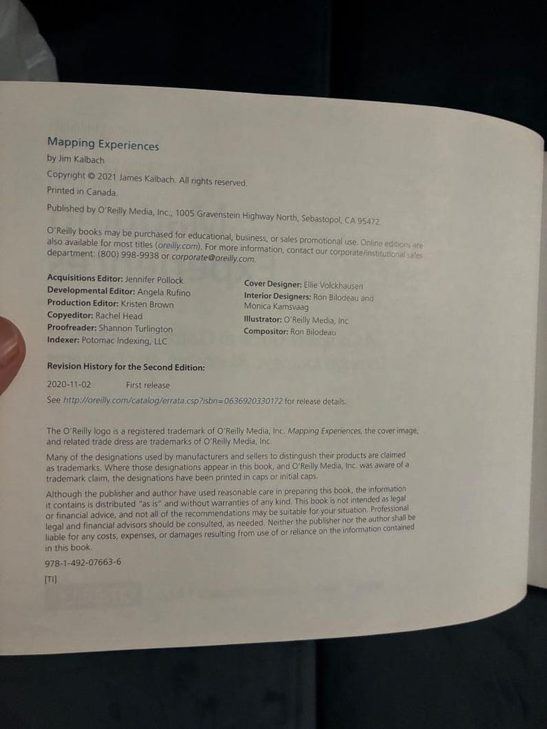 Ervaringen in kaart brengen: een complete gids voor klantafstemming door middel van klantreizen, blauwdrukken en diagrammen door Jim Kalbach, 2e editie, eerste editie afbeelding 4