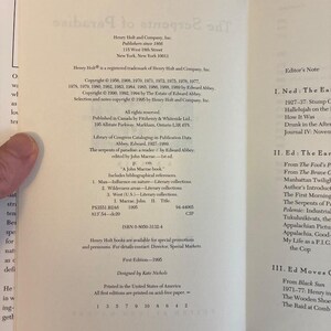De slangen van het paradijs door Edward Abbey, eerste editie, hardcover. afbeelding 4