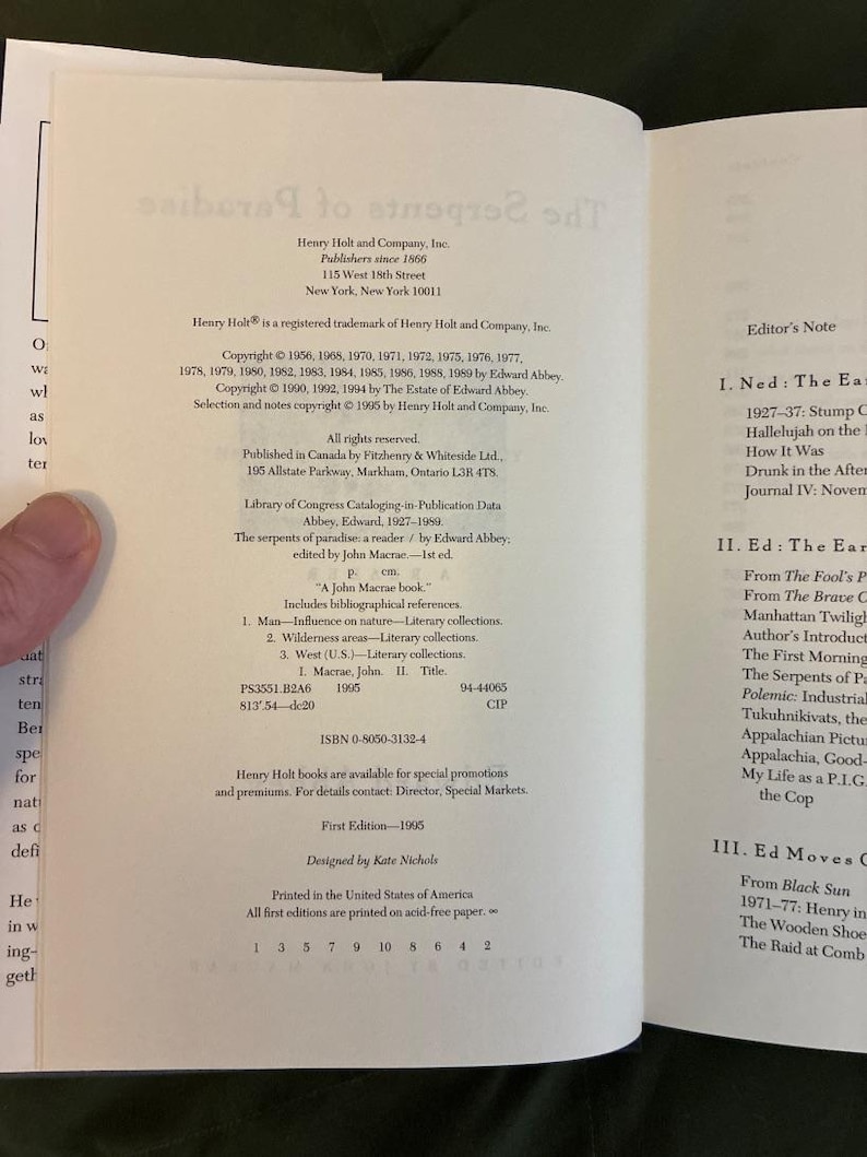 De slangen van het paradijs door Edward Abbey, eerste editie, hardcover. afbeelding 4