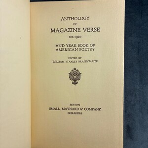 1920 Anthology of Magazine Verse by Braithwaite: First Edition Poetry Collection image 3